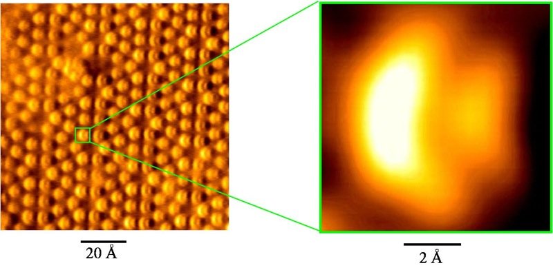 Erstes experimentelles Bild, in dem inneratomare Strukturen abgebildet werden.