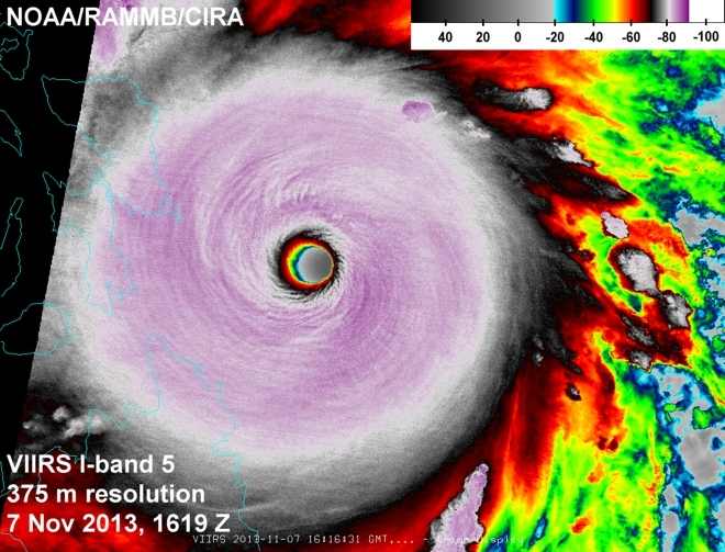 Hochauflösendes Satellitenbild von Haiyan am 7. November. 