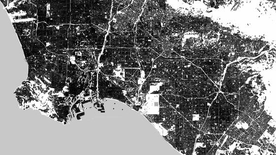 Die Siedlungsfläche von Los Angeles: Mit einer neuen Aufnahmetechnik hat das DLR weltweit genau die Siedlungsflächen dokumentiert. In dieser Genauigkeit wurden versiegelte Flächen noch nie erfasst.