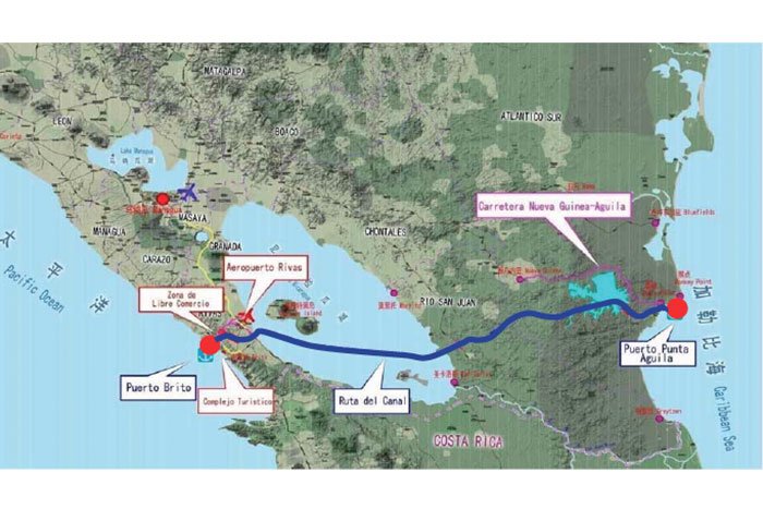 Der künftige Nicaraguakanal verbindet auf einer Strecke von 278 Kilometern den Atlantik mit dem Pazifik. Dabei durchschneidet die Wasserstraße auch den Nicaraguasee, das größte Trinkwasservorkommen Mittelamerikas.