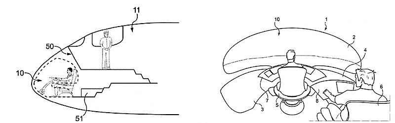 Ein Möglichkeit für das revolutionäre Airbus-Flugzeug: Die Piloten sitzen in einem fensterlosen Raum, direkt in der Nase des Flugzeugs. Dort, wo früher das Cockpit war, können Passagiere eine Sky-Terrasse genießen. 