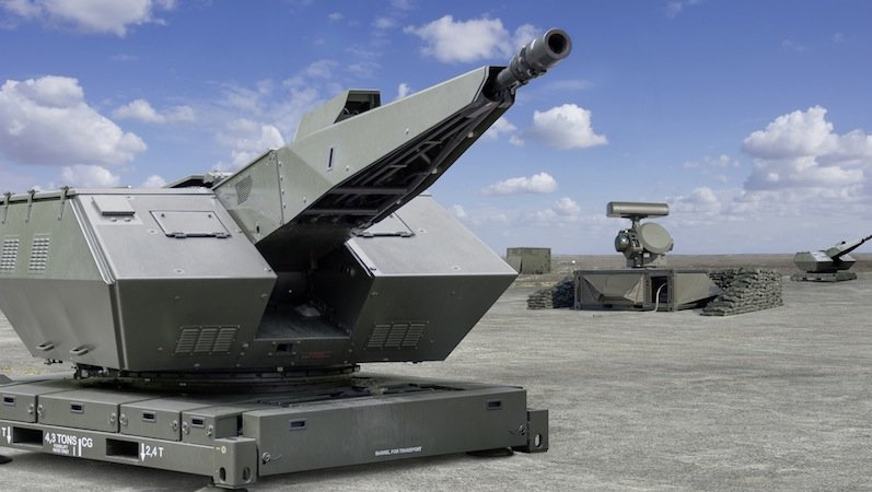 Rheinmetall baut auch das Oerlikon Skyshield, ein Allwetter-Nahbereichs-Flugabwehrsystem. 