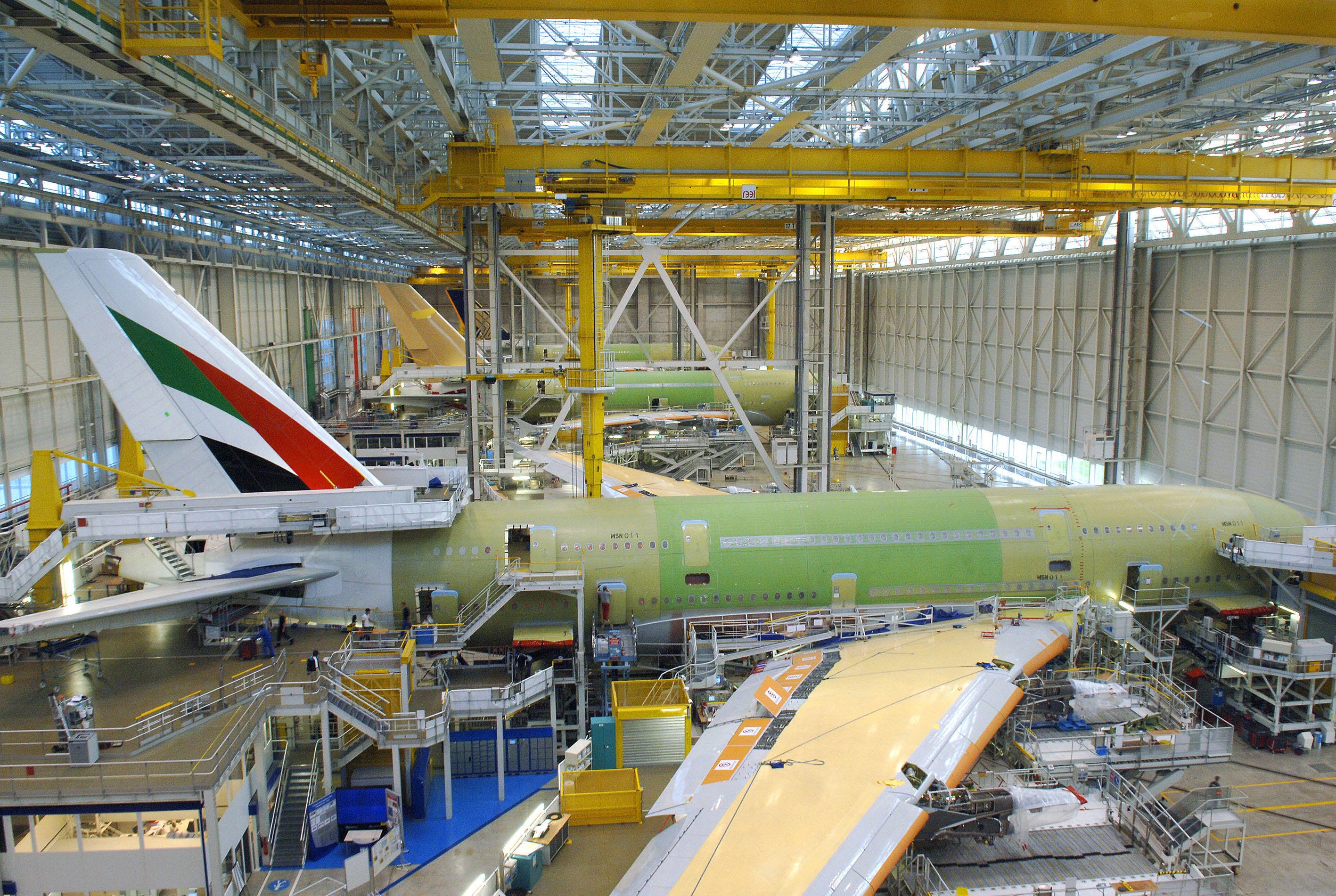 Zusammenbau eines A380 bei Airbus in Toulouse: Das Flugzeug ist ungeschlagener Gigant des Luftverkehrs und kann bis zu 853 Passagiere befördern. 