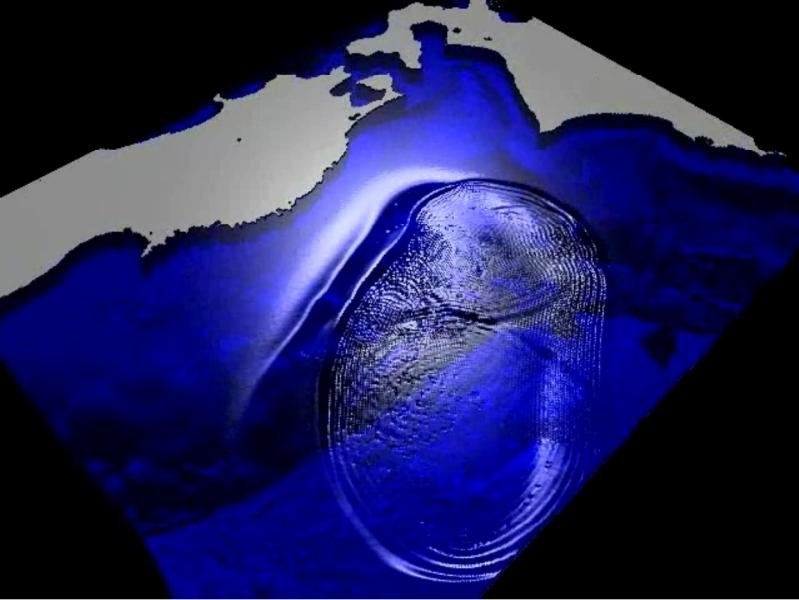 3D-Simulation einer Tsunami-Welle.