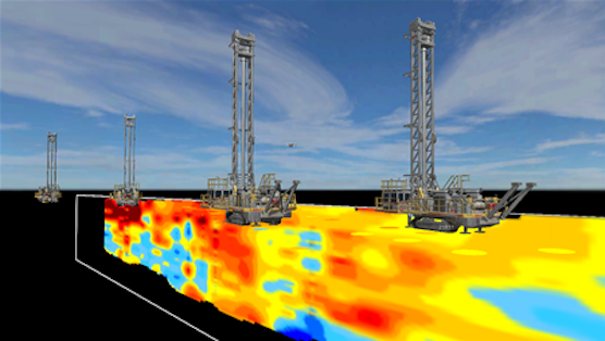 Bohrgeräte und Fahrzeuge mit Datenauswertungssystemen produzieren ständig 3D-Karten. So sieht Rio Tinto auch frühzeitig, welche Fördergeräte wann zum Einsatz kommen müssen. 