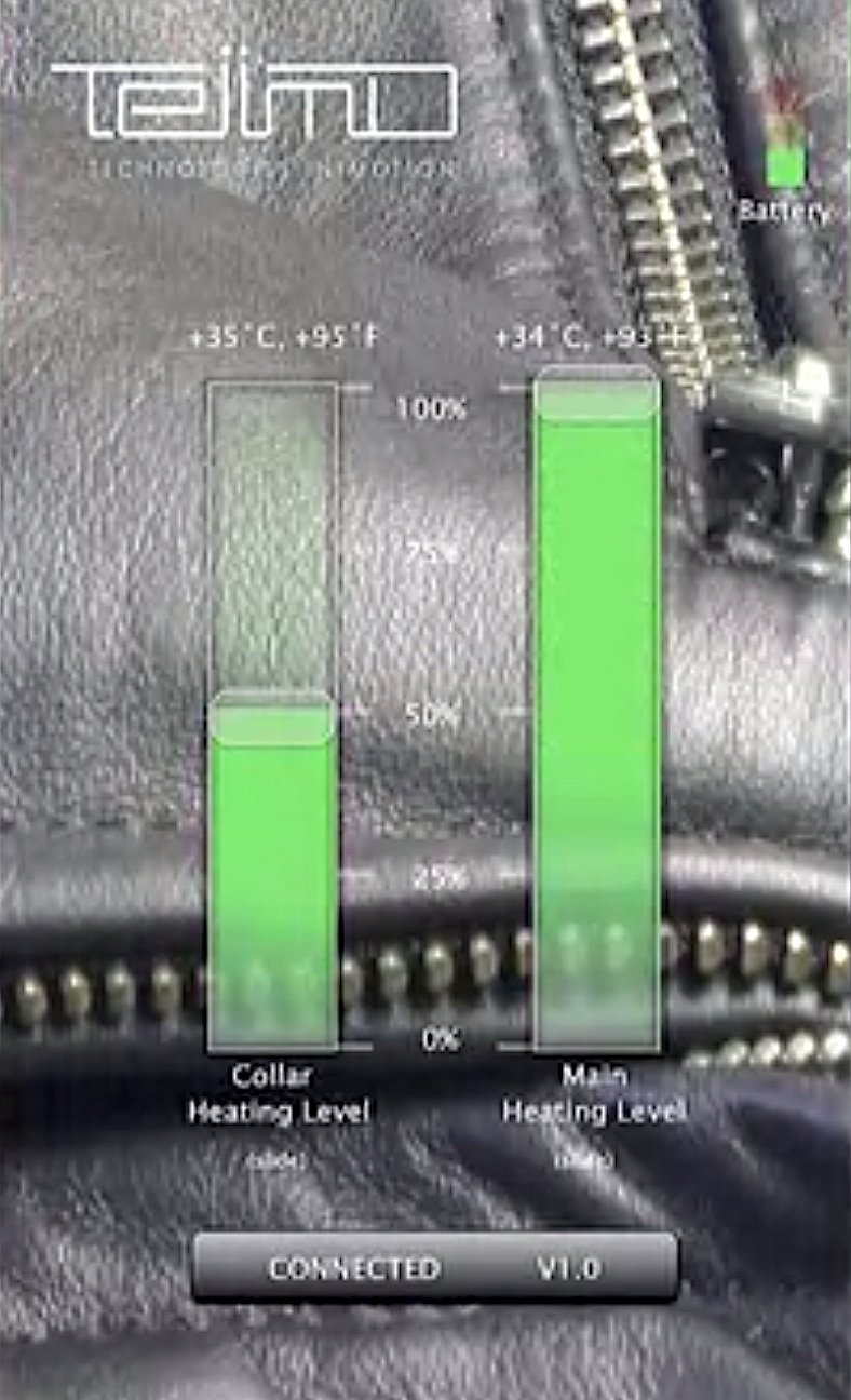 Die Heizfunktion der Jacke kann per Smartphone gesteuert werden.