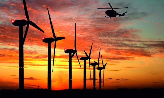 Windpark Ockholm-Langenhorn in Nordfriesland: Die Windräder sind die ersten in Deutschland, die mit einer Radaranlage ausgestattet sind, die Flugzeuge, Hubschrauber und gar Ballons erfasst. Die roten Warnlichter schalten sich deshalb nur ein, wenn das Radar ein Flugobjekt erfasst. Dadurch wird die nächtliche Belastung der Anwohner durch die Warnlichter erheblich reduziert.