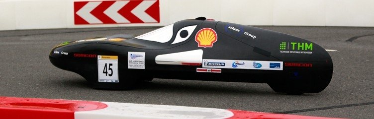 Der Wagen des Team Motor Efficiency der Technischen Hochschule Mittelhessen beim Shell Eco-Marathon.