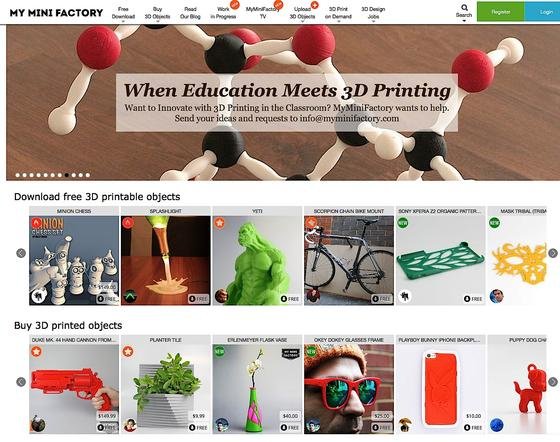 Der Druckerhersteller iMakr betreibt im Internet das Portal MyMiniFactory, auf dem Designer Produkte anbieten, die man sich herunterladen und bei der britischen Post ausdrucken lassen kann.