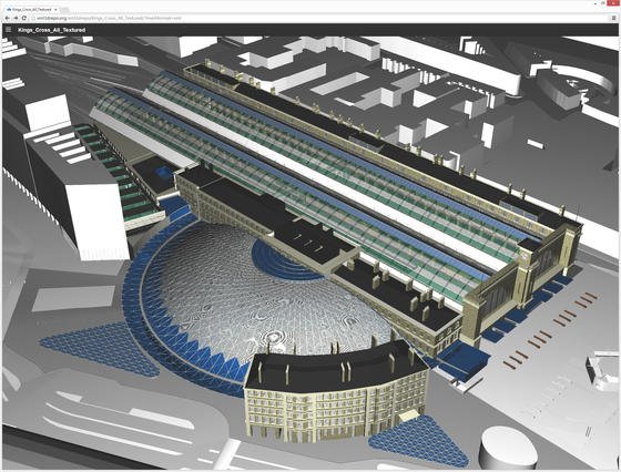 Das Londoner Ingenieurbüro Arup kann den Londoner Bahnhof King's Cross im Webbrowser als 3D-Modell darstellen. Somit können alle Projektpartner aktuelle Projektdaten in Echtzeit visualisieren – ganz ohne Spezialsoftware. Entwickelt haben die Technik Informatiker der Universität des Saarlandes.