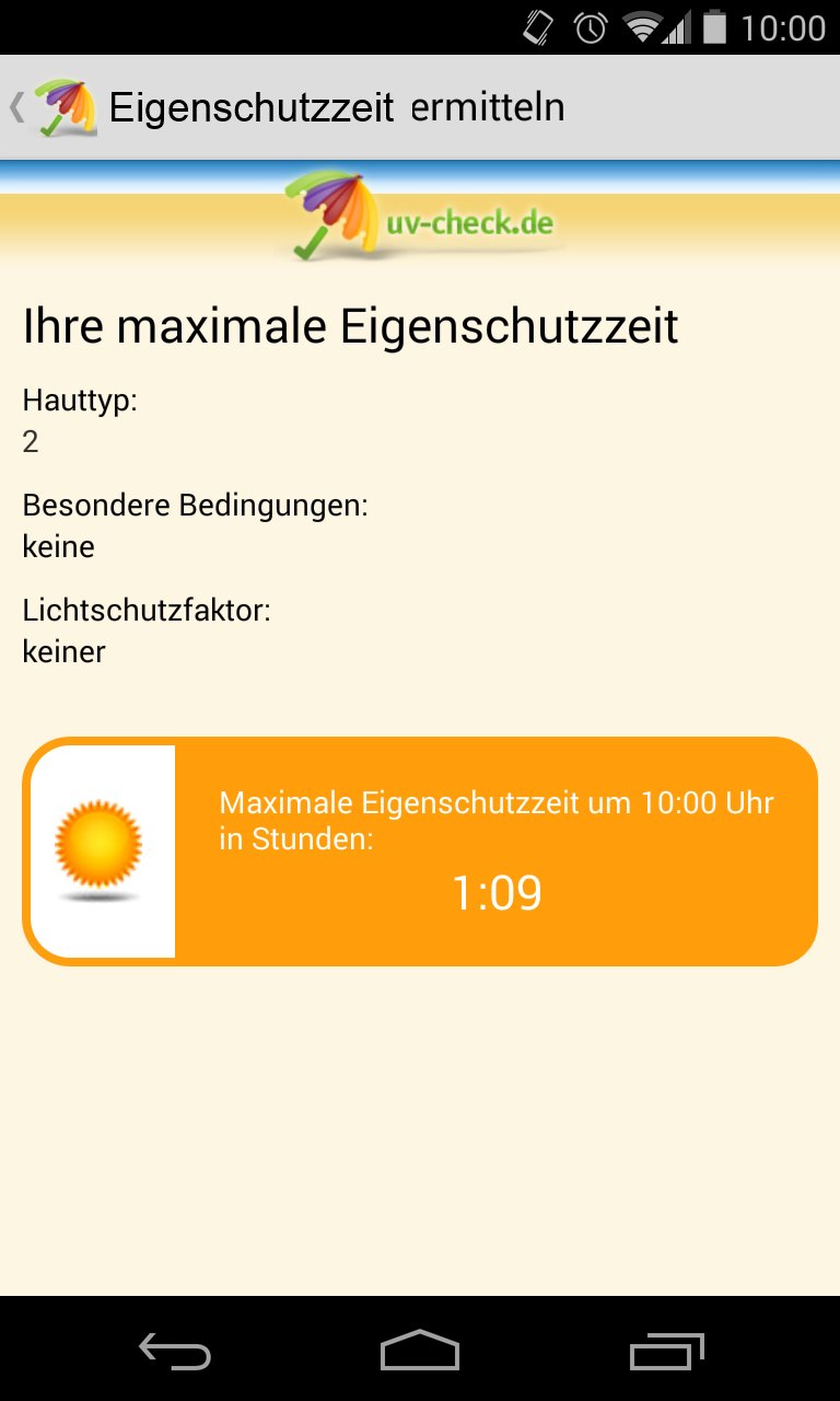 Eine Stunde und neun Minuten in der Sonne: Die neue App des DLR berechnet, wie lange man sich ohne Sonnenbrand in der Sonne aufhalten kann. Das ist auch gut für Leute, die draußen arbeiten müssen wie Dachdecker, Bauingenieure und IT-Spezialisten im Außeneinsatz.