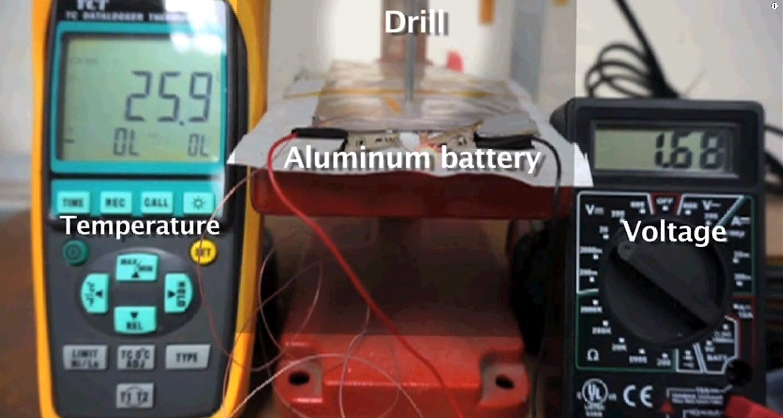 Der Prototyp des Aluminium-Akkus erzeugt derzeit eine Spannung von zwei Volt.