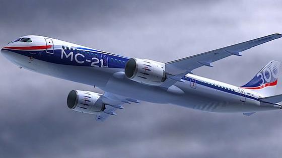 Illustration der neuen Passagiermaschine MS-21 von Irkut: Sie soll 2016 zum Erstflug abheben – mit Triebwerken aus dem 3D-Drucker.