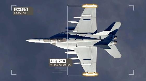 Das US-Kampfflugzeug Boeing EA-18G Growler wird derzeit mit einem Erfassungssystem ausgestattet, mit dem sich zum Beispiel Schiffe orten lassen, ohne dass sie das wie bei einer Radarortung mitbekommen können. Der Hochleistungsreceiver ALQ-218 ist in den Spitzen der Tragflächen untergebracht.