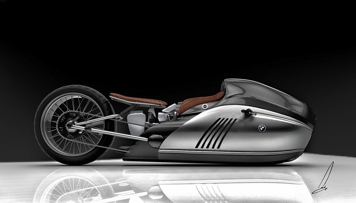 Skizze des BMW Alpha Concept: Genau wie die Alfa Romeo Spirito wird wohl auch dieses Motorrad im Entwurfstadium steckenbleiben. 