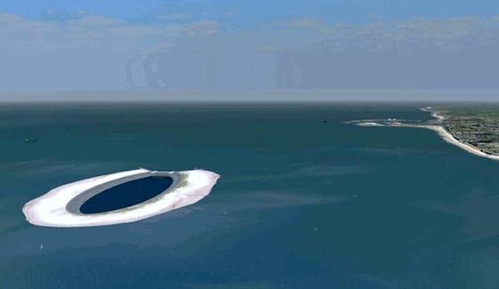 iLand: Eine künstliche Insel in Form einer Ellipse soll als Pumpspeicherkraftwerk fungieren.