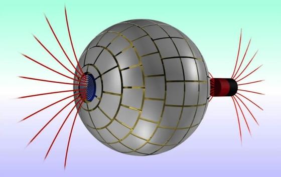 Das weltweit erste magnetische Wurmloch produziert an den Enden der Kugel zwei magnetische Felder. Dazwischen ist magnetische Leere.