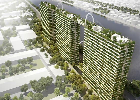 Der geplante Gebäudekomplex in Vietnam besteht aus drei Hochhäusern mit jeweils 22 Etagen, die Platz für insgesamt 720 Wohnungen bieten. 