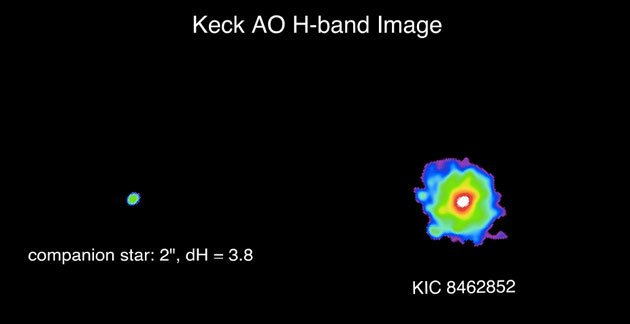 Die Aufnahme zeigt KIC 8462852 (re.) im Vergleich zu seinem Begleitstern.