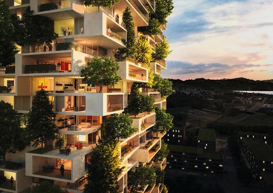 Einen Baum auf der eigenen Terrasse? Das bietet das grüne Hochhaus Tour de Cedres des italienischen Architekten Stefano Boeri. 