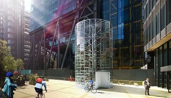 Kann auch zum echten Hingucker werden, ein solcher Eco Cycle Turm für die vertikale Aufbewahrung von Fahrrädern. 
