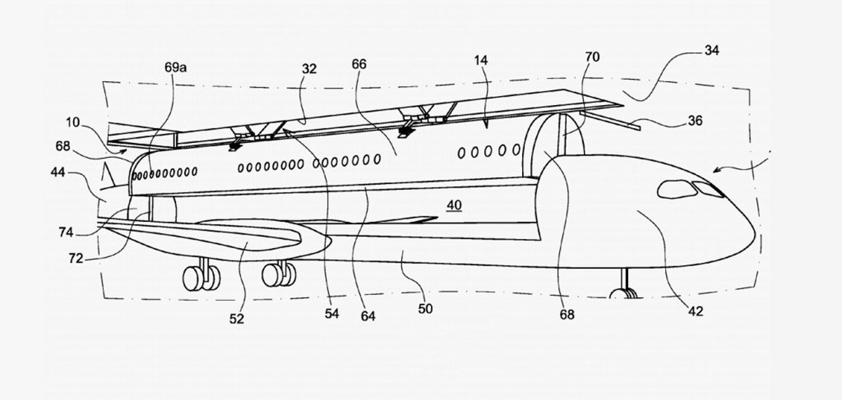 Patentzeichnung zur modularen Flugzeugkabine. 