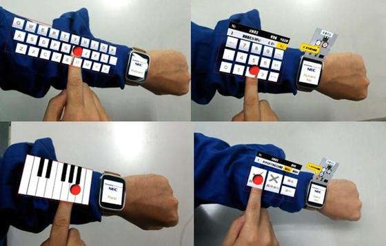 Im Zusammenspiel mit Datenbrille und Smartwatch erzeugt eine neue Software vom Japanischen Elektronikkonzern NEC eine virtuelle Tastatur auf dem Arm. Das soll die Arbeit in Fabriken und Krankenhäusern erleichtern.