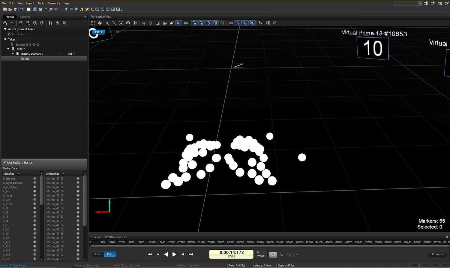 Die Forscher machten die Marker auf den Fingern der Studienteilnehmer mit einer Software sichtbar. Ein ähnliches System kommt in der Filmproduktion zum Einsatz.