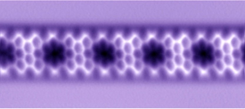 Graphen-Nanoband unter dem Elektronenmikroskop.