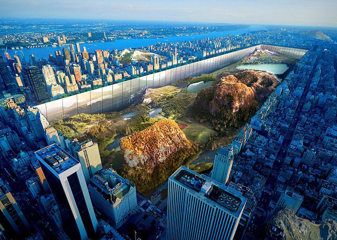 Den 1. Platz des eVolo-Hochhauswettbewerbes belegt eine kühne Vision einer vertikal verlaufenen Hochhausarchitektur rund um den Central Park in New York.