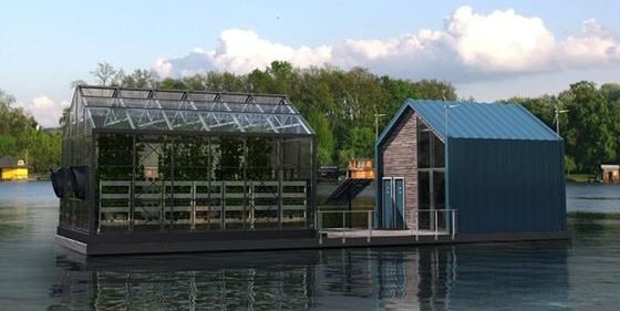 Gewächshaus, Lernort und Energie-Selbstversorger: die „Eco Barge“ vom Designerbüro Salt & Water. 