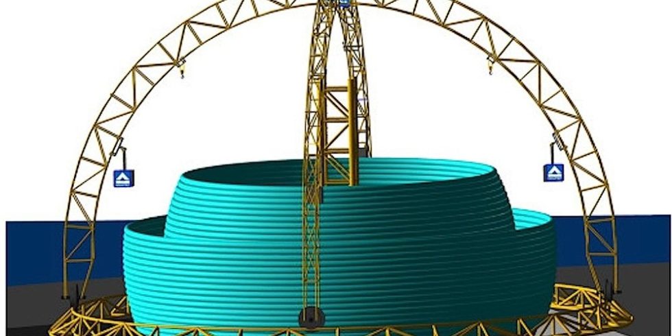 Illustration des Gusses der Betonkugel