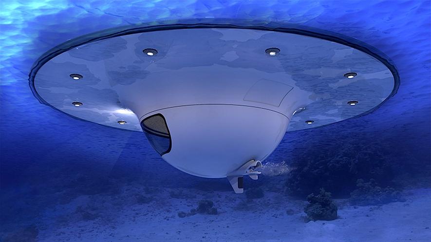 Eine Yacht in UFO-Form zum Leben auf dem Meer