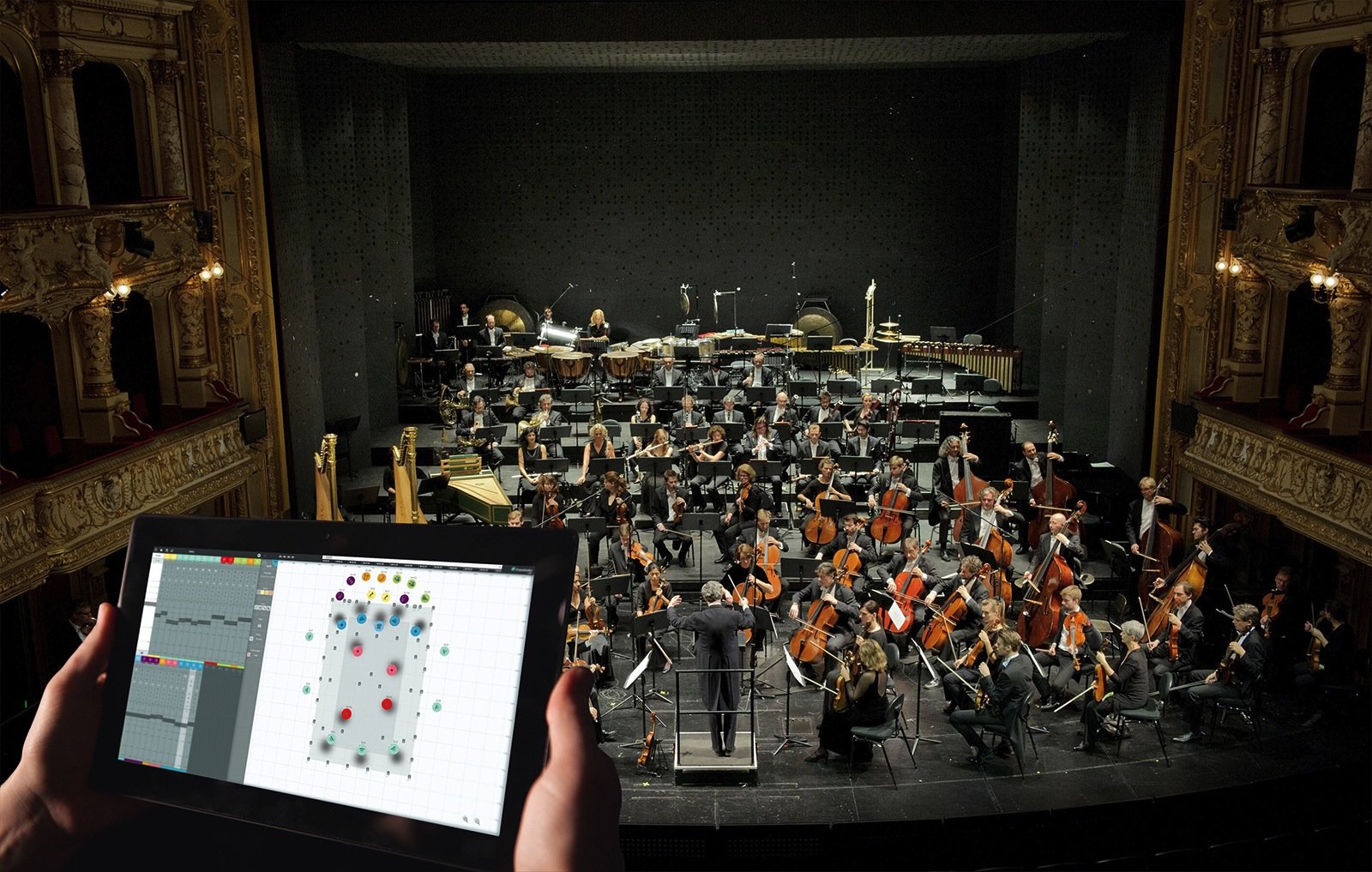 Im Opernhaus Zürich nutzen die Tontechniker die Software SpatialSound Wave, um Soundeffekte und räumliche Akustik live einzuspielen. Klänge lassen sich damit einfach am Tablet im Raum positionieren.