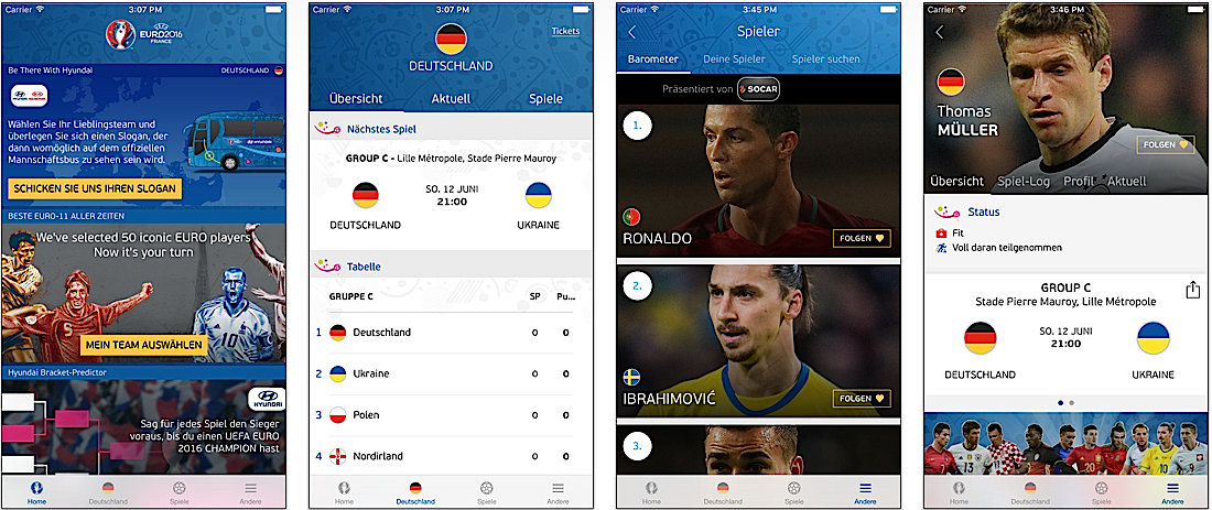 Die offizielle UEFA-App zur Europameisterschaft verspricht „ultimative Parallelberichterstattung“.