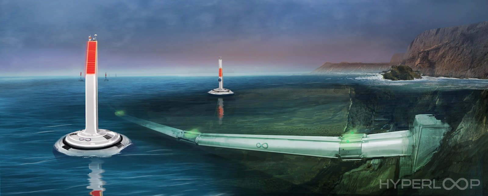 So stellt Hyperloop One die Unterwasser-Verbindungen dar.