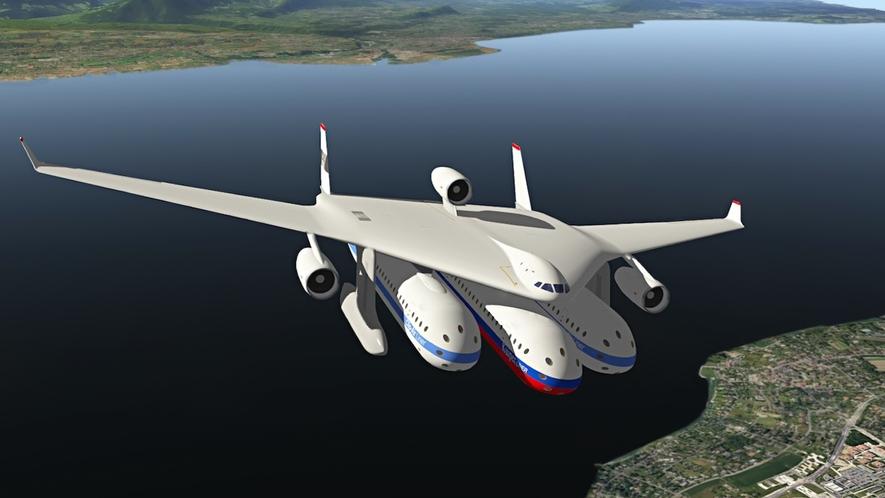 Reisen der Zukunft: Flugzeug hebt Zugwaggons in die Luft