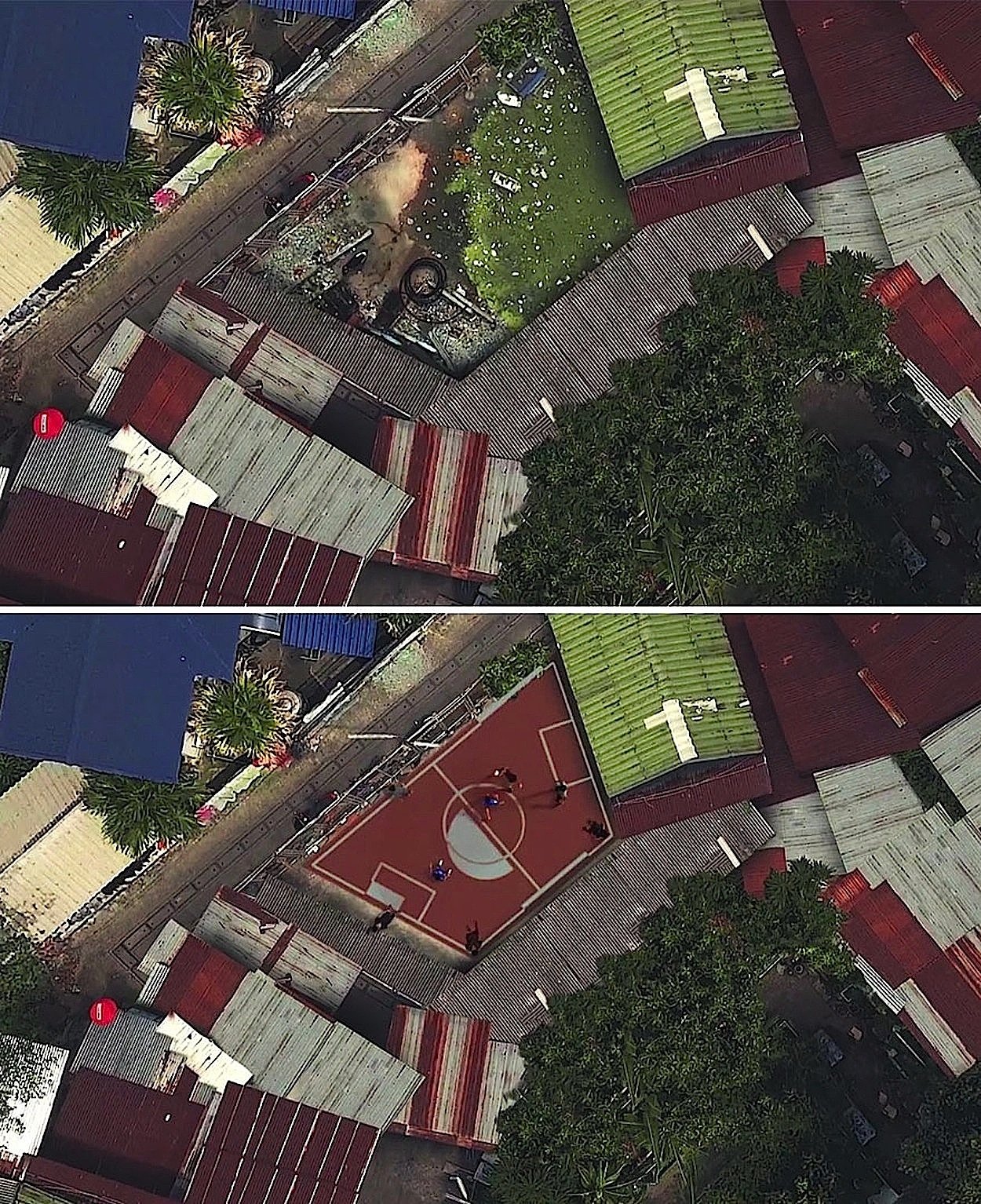 Tolle Idee: Fußballplatz in Form eines Trapezes.