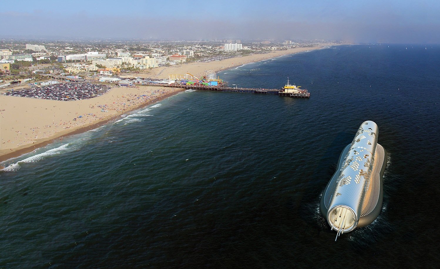 The Pipe könnte direkt vor der Küste im Meer installiert werden, um eine unter Dürre leidende Stadt wie Santa Monica in Kalifornien mit Wasser zu versorgen.