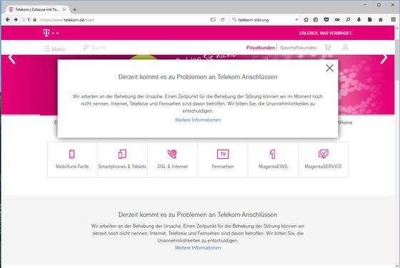 Auf ihrer Homepage informiert die Telekom über den Hackerangriff und die betroffenen Router.