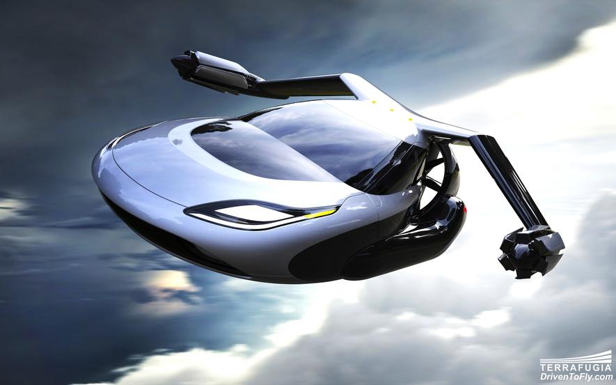 Illustration des fliegendes TF-X: Das Flugauto soll in der Luft auf 320 km/h beschleunigen und bis zu 800 km weit fliegen können. 