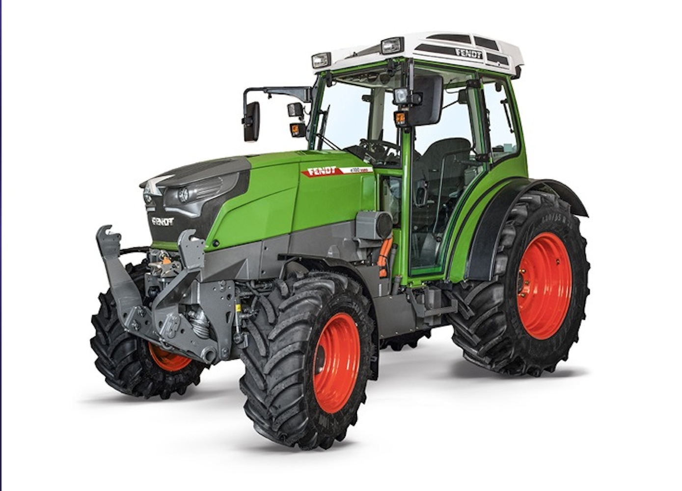 Der e100 Vario ist laut Fendt der erste batterieelektrische Traktor, der tatsächlich praxisgerecht ist. Mit einer Akkuladung ist er für bis zu fünf Stunden einsatzbereit.