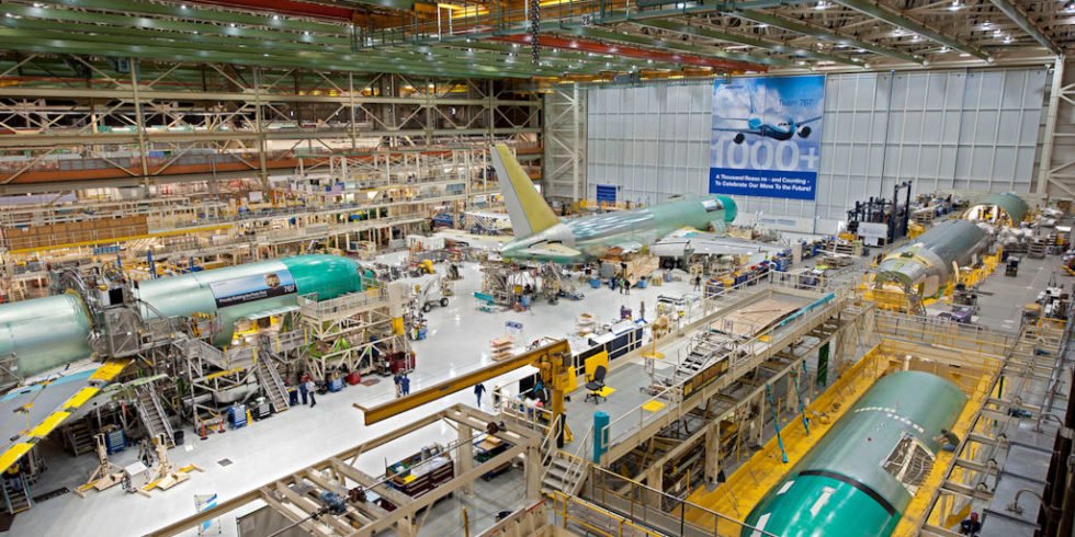 Produktionshalle der Boeing 767 im Werk in Everett (Washington)