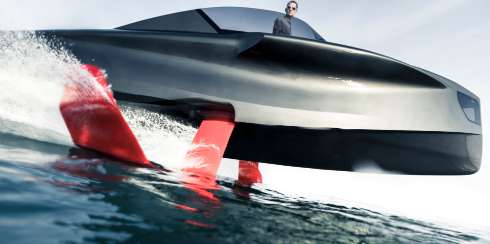 Dieses Boot kann dank Tragflügeln unter Wasser über den Wellen fliegen