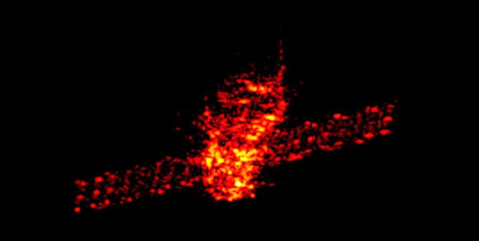 Radaraufnahme von Tiangong-1 auf seiner Reise um die Erde. 