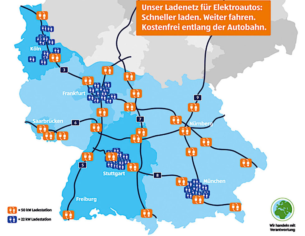 Aldi Süd will ein dichtes Netz von Ladestationen entlang der Autobahnen aufbauen.