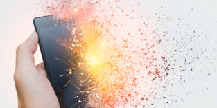 Handy mit symbolischer Explosion