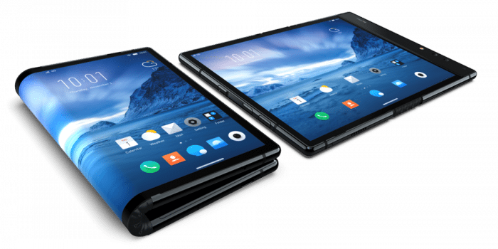 Das FlexPai zusammengeklappt wie ein Smartphone und ausgeklappt wie ein Tablet