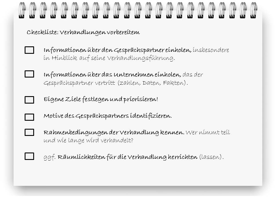 Checkliste zur Vorbereitung von Verhandlungen