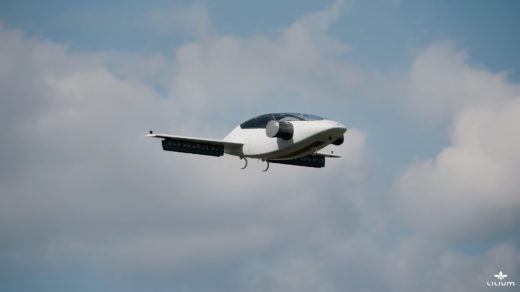 Der Lilium Jet bei seinem Jungfernflug. Foto: Lilium